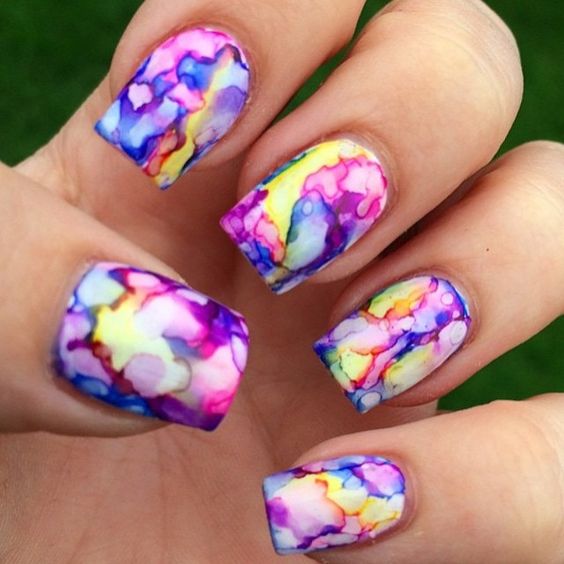 564x564 Picture Of Super Bold Watercolor Nail Art Design