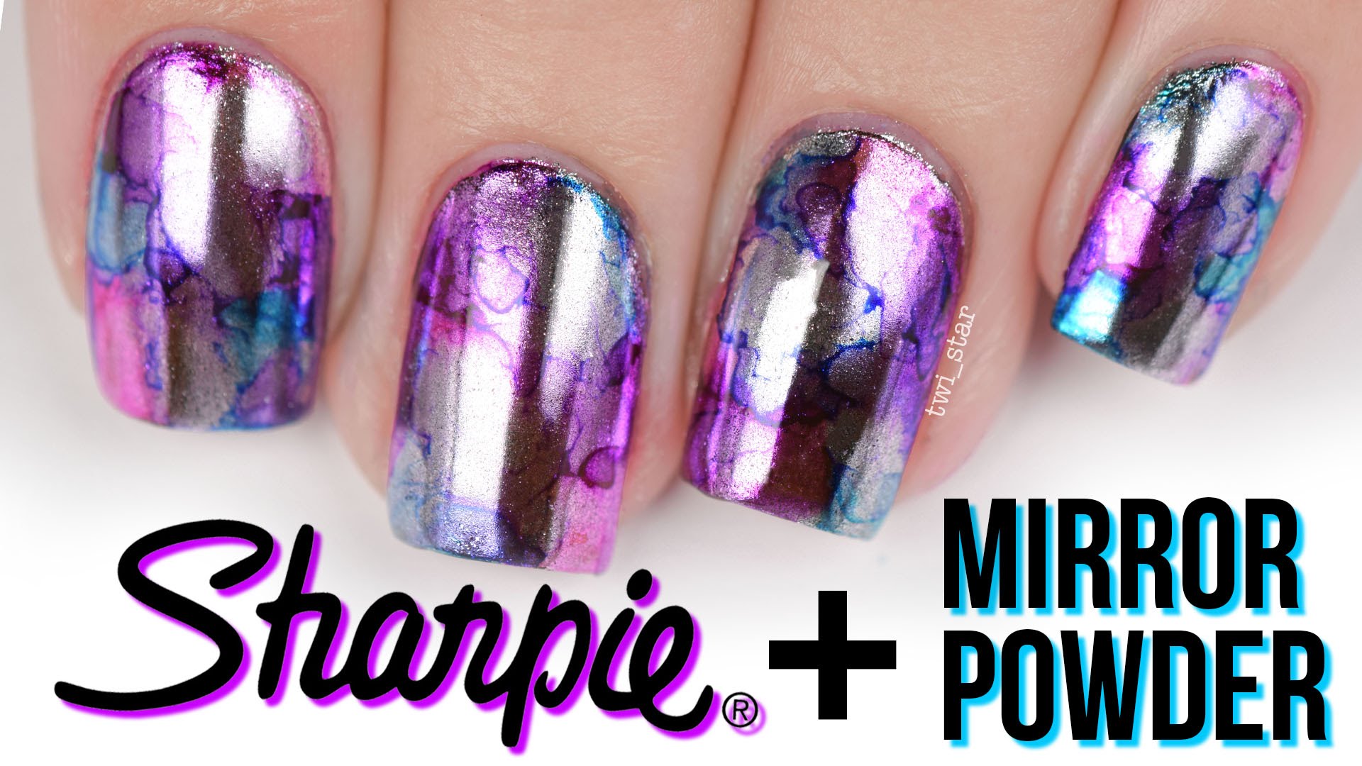 1920x1080 Sharpie + Mirror Powder! Chrome Watercolor Nail Art