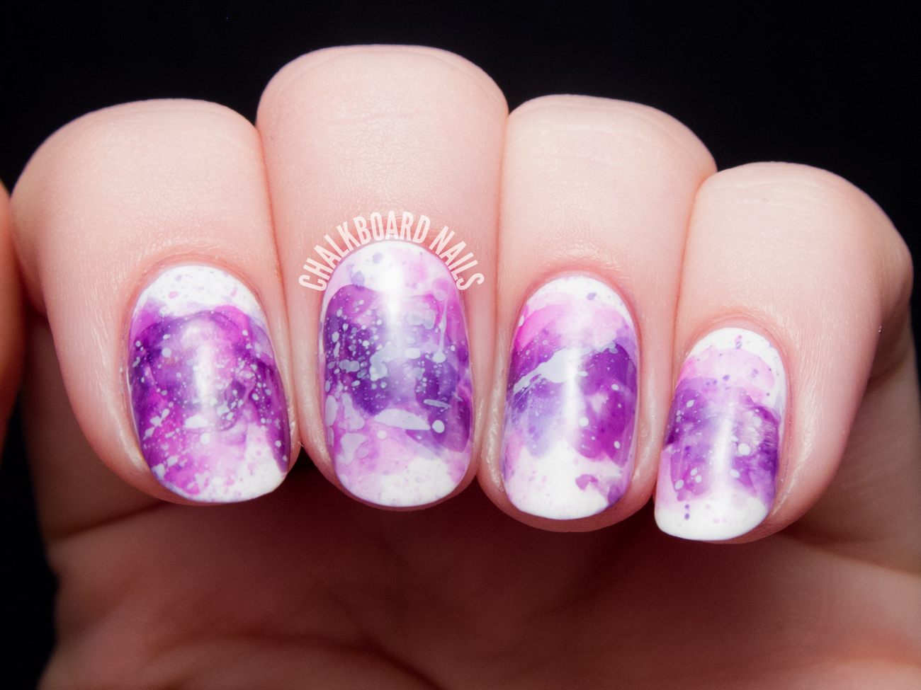 1300x975 Violet Watercolor Wash Chalkboard Nails Nail Art Blog