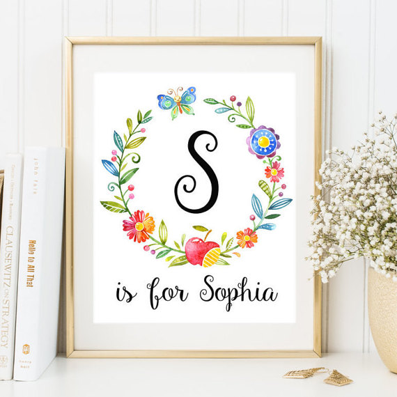 570x570 Nursery Printable Art Custom Name Monogram Print Initial Letter