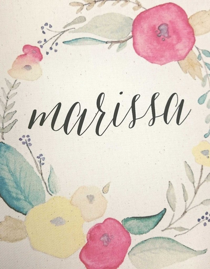 799x1024 Personalized Floral Watercolor Calligraphy Name Bag