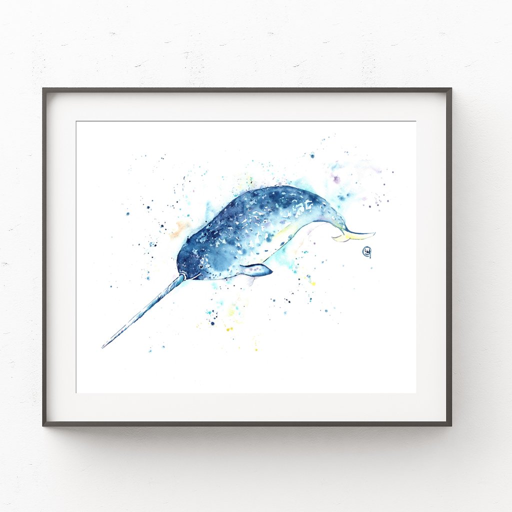 1024x1024 Narwhal Watercolor Painting