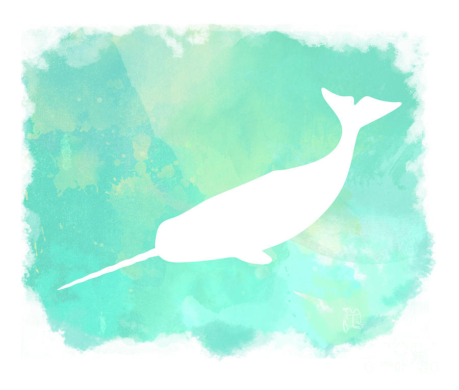 900x765 Colorful Watercolor Narwhal Sea Life Coastal Art Painting By Tina