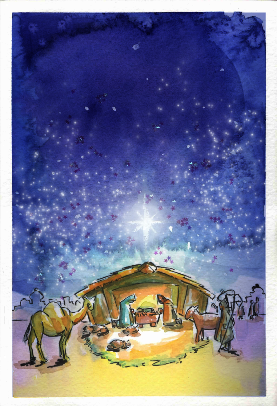 900x1316 Nativity Scene Watercolor Background By Jwebsterart