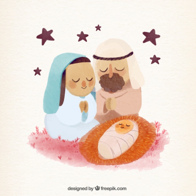 626x626 Nativity Scene Background In Watercolor Effect Stock Images
