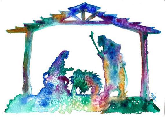 570x406 Watercolor Nativity Cards