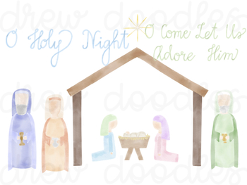 350x263 Watercolor Nativity Dresses Digital Clip Art Set By Drew Doodles