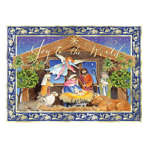 600x600 Watercolor Nativity Embellished Boxed Holiday Cards Cathedral Store