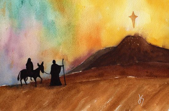 550x362 Watercolor Nativity Scene