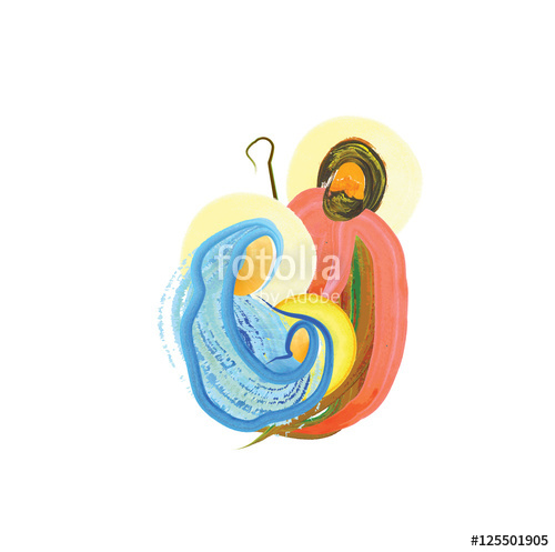 500x497 Christmas Religious Nativity Scene, Holy Family Abstract