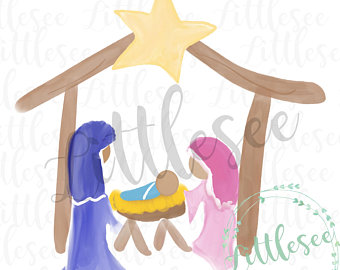 340x270 Nativity Watercolor Etsy