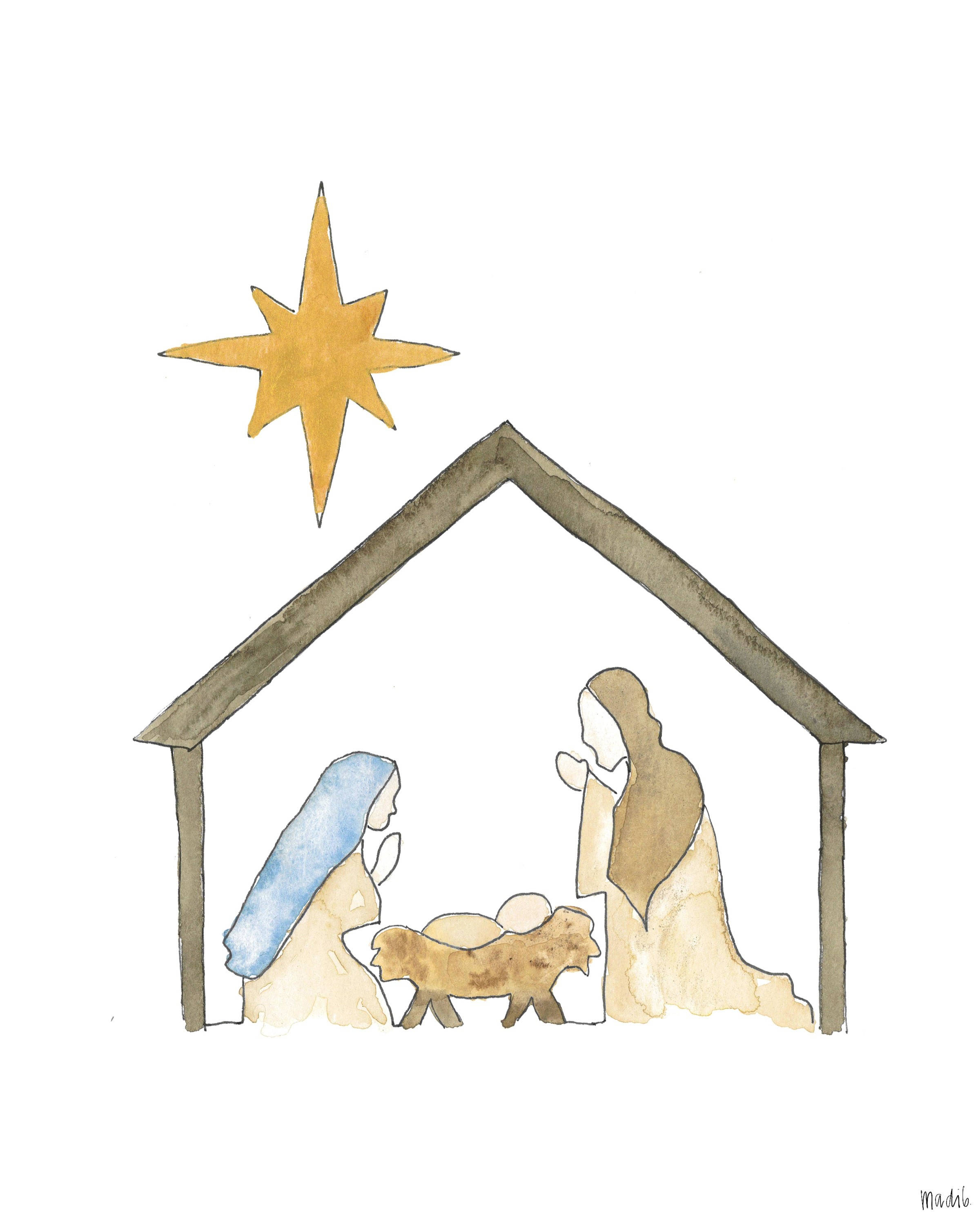 2400x3000 Watercolor Christmas Nativity Scene Digital Download Etsy
