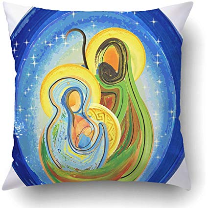425x425 Throw Pillow Covers Christmas Religious Nativity Scene