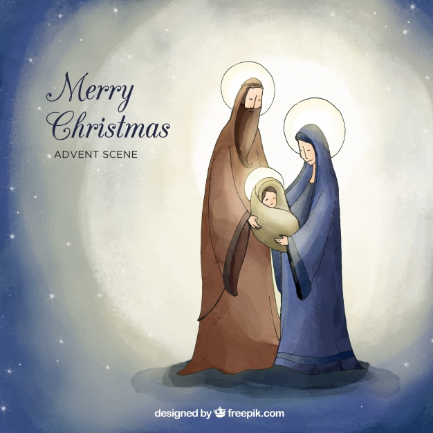 626x626 Watercolor Cute Nativity Scene Vector Free Download