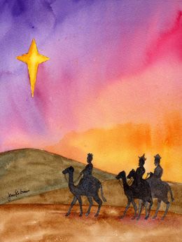 260x345 Wisemen Journey Nativity Scene Watercolor Painting Christmas