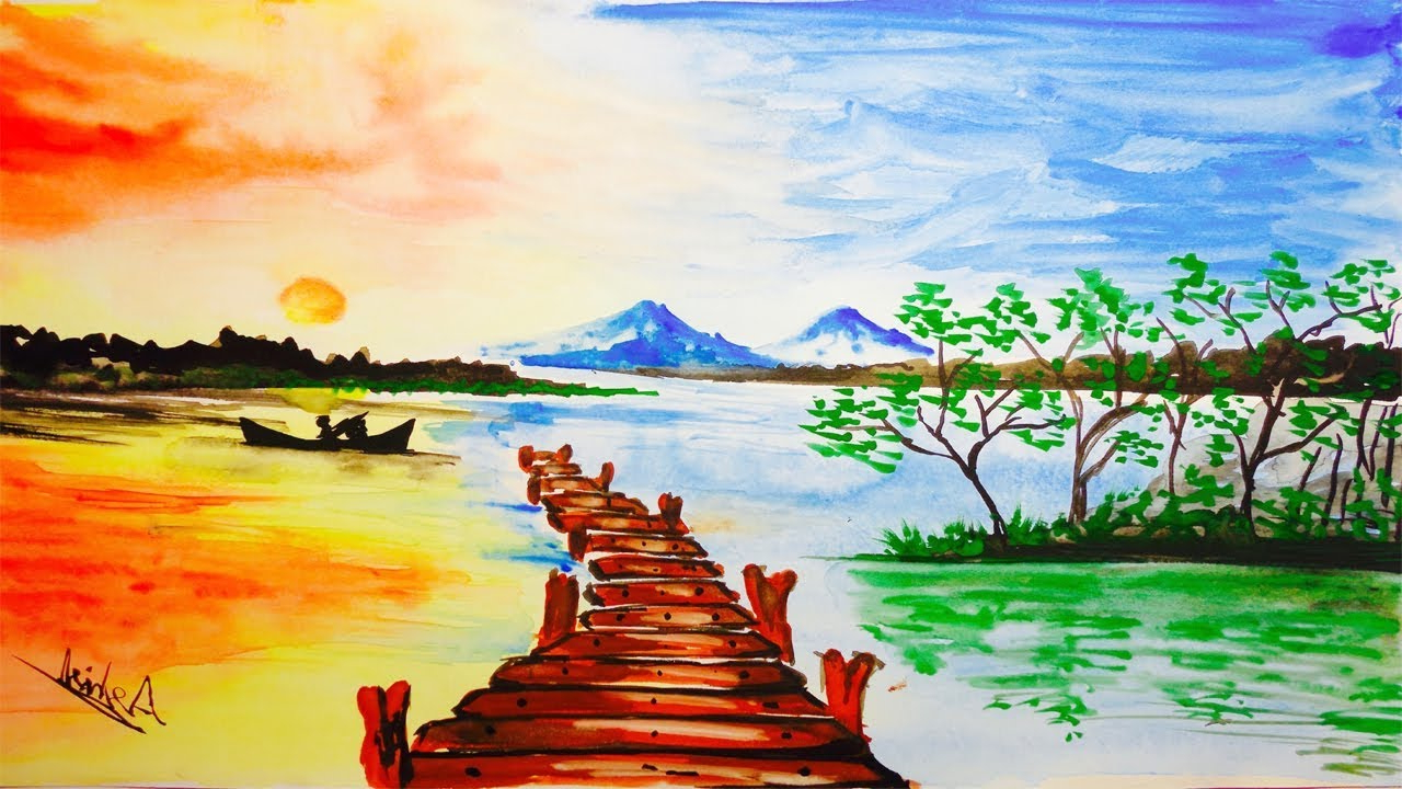 1280x720 Watercolor Painting Of Nature Scenery Painting Watercolour