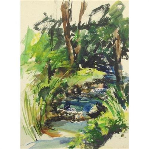 500x500 Original Signed Watercolor, Nature Scene, 1973