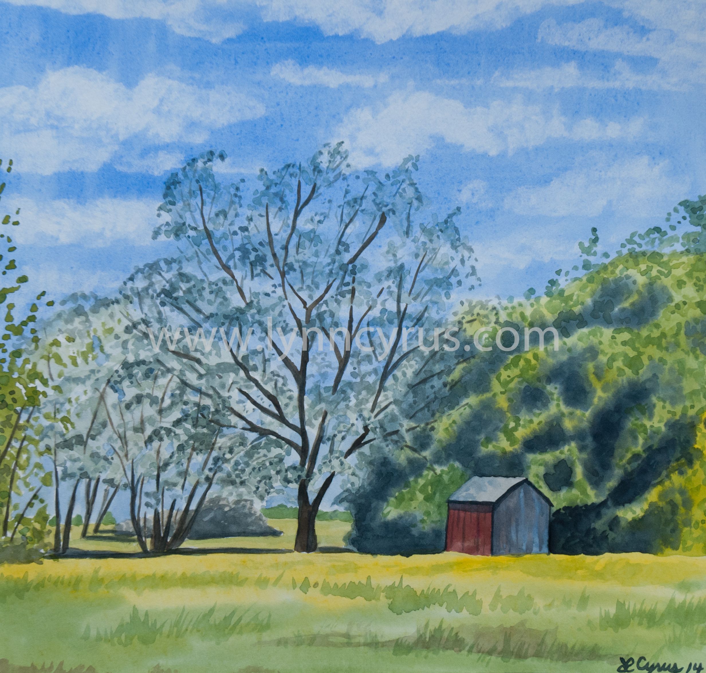 2465x2351 Original Watercolor Painting Of A Spring Landscape. Pastoral