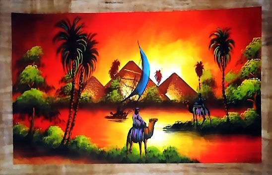 548x352 Egypt Nature Free Hand Papyrus Painting Scene 5