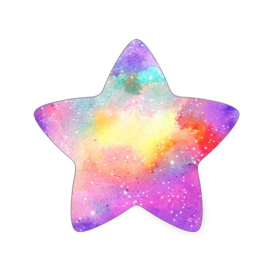 540x540 Hand Painted Pastel Watercolor Nebula Galaxy Stars Star Sticker