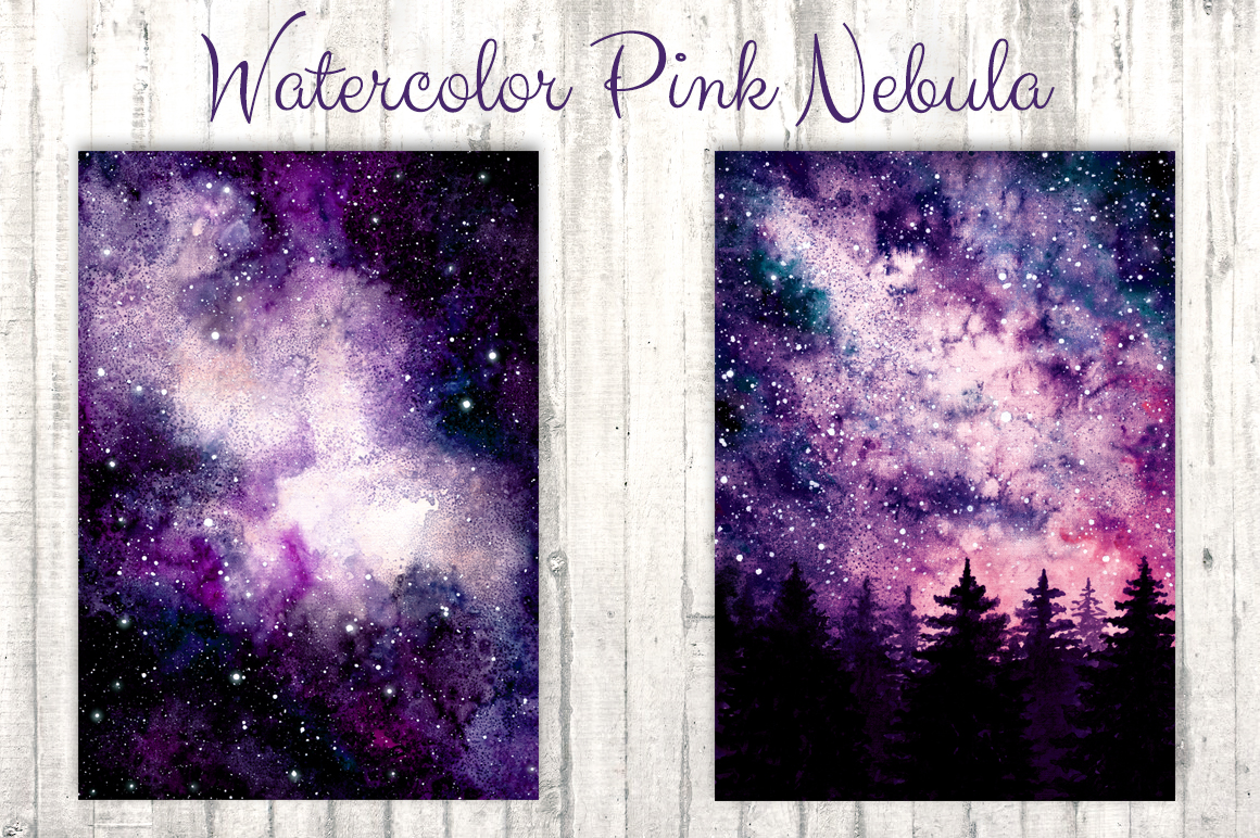 1160x772 Watercolor Pink Nebula Collection
