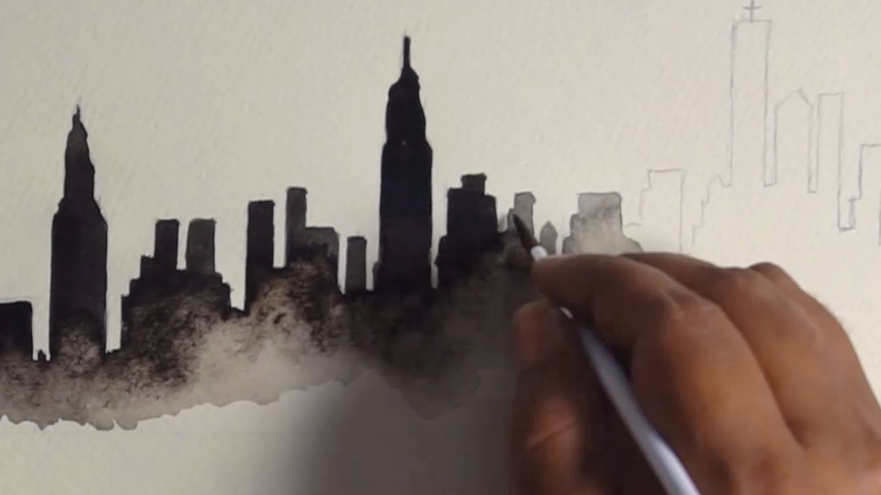 1280x720 New York City Skyline Watercolor Painting