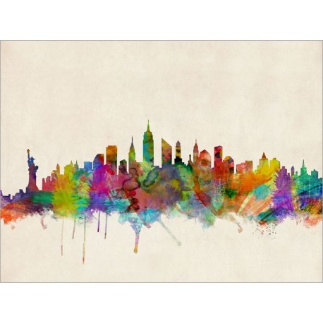 458x458 New York City Skyline Watercolour Art Canvas Print