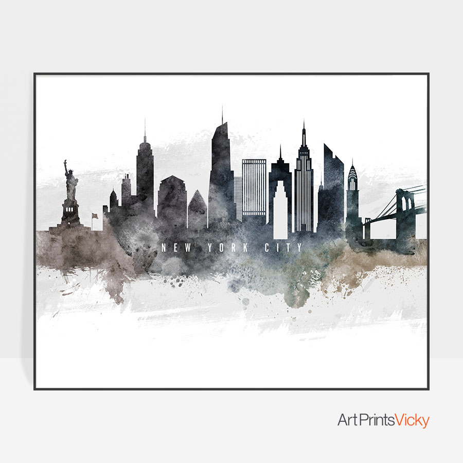 900x900 New York City Art Poster Watercolor Artprintsvicky