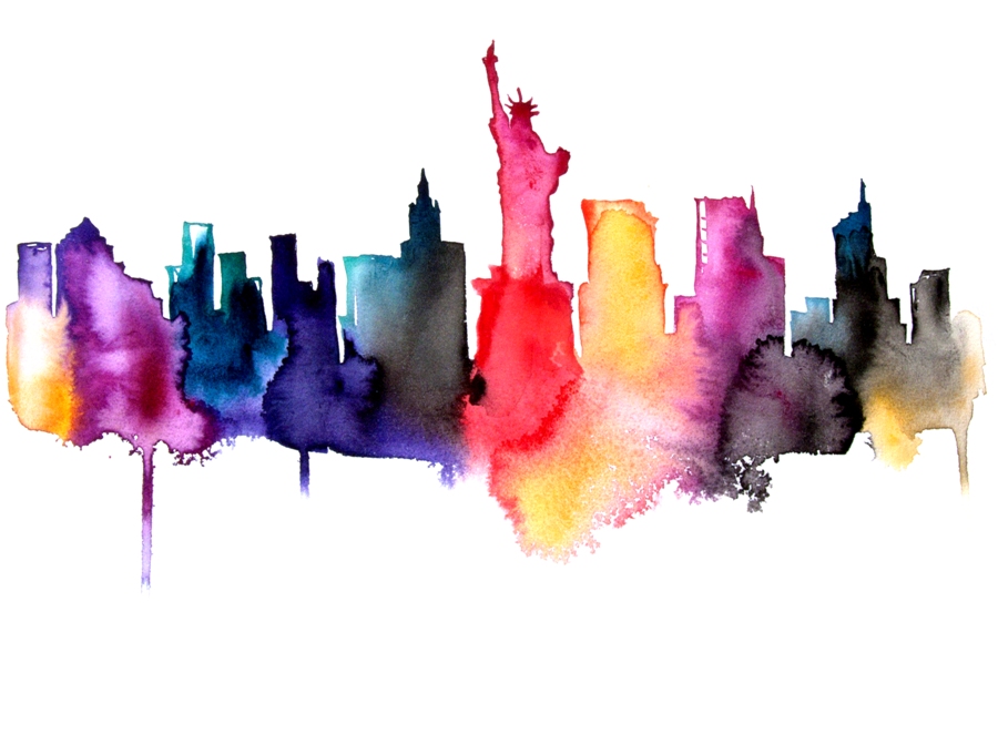 900x672 New York Watercolor Painting