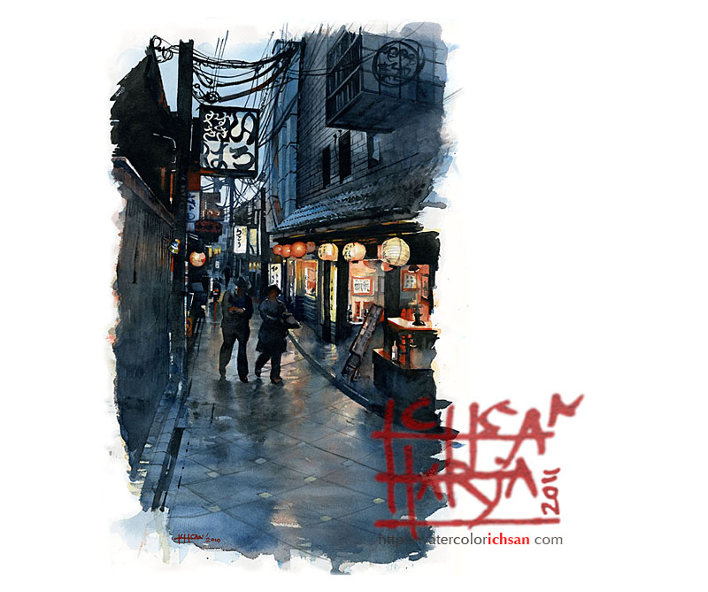 800x669 Streetscape Ichsan Harja Watercolor Painting