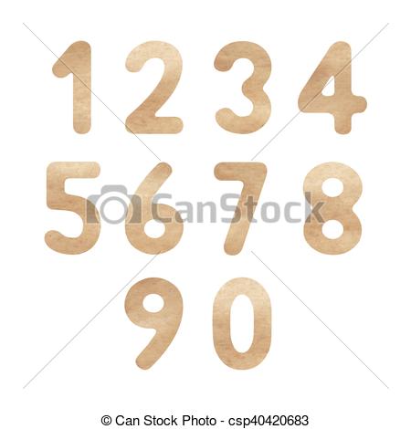 450x470 Brown Watercolor Numbers For Design.