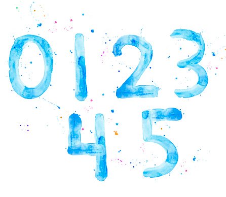 446x388 Watercolor Numbers Zero To Five Stock Vectors