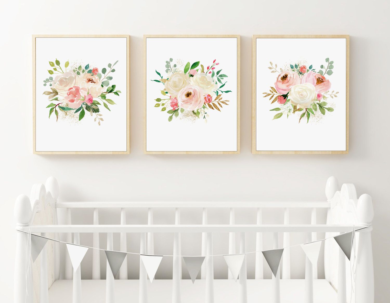 1500x1164 Floral Watercolor Nursery Prints, Set Of 3 Prints, Watercolor