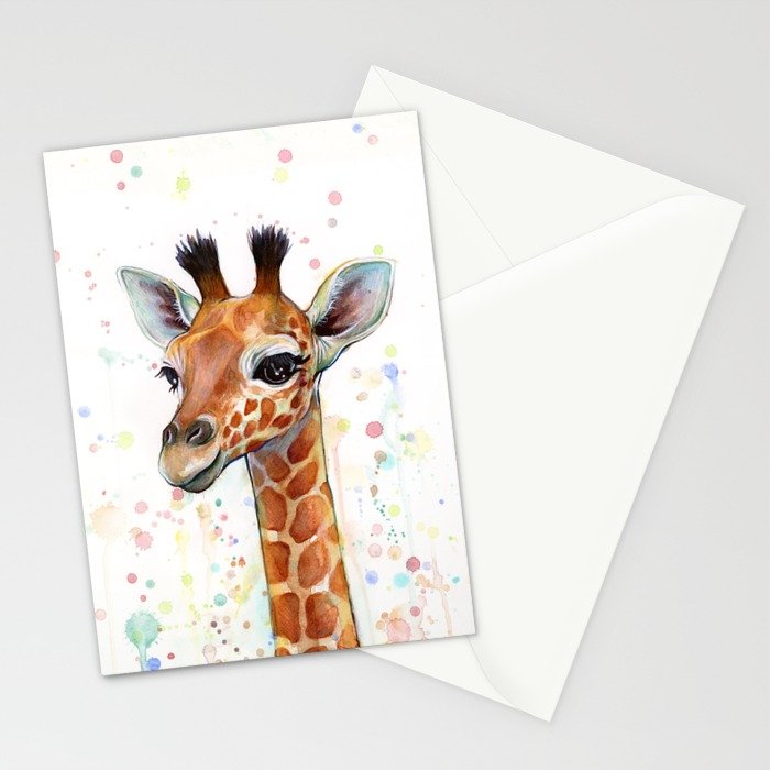 700x700 Giraffe Baby Animal Watercolor Whimsical Nursery Animals