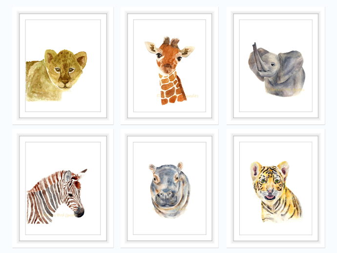 690x518 Safari Nursery Prints, Set Of 6 By Breezy Bird Goodies On Zibbet