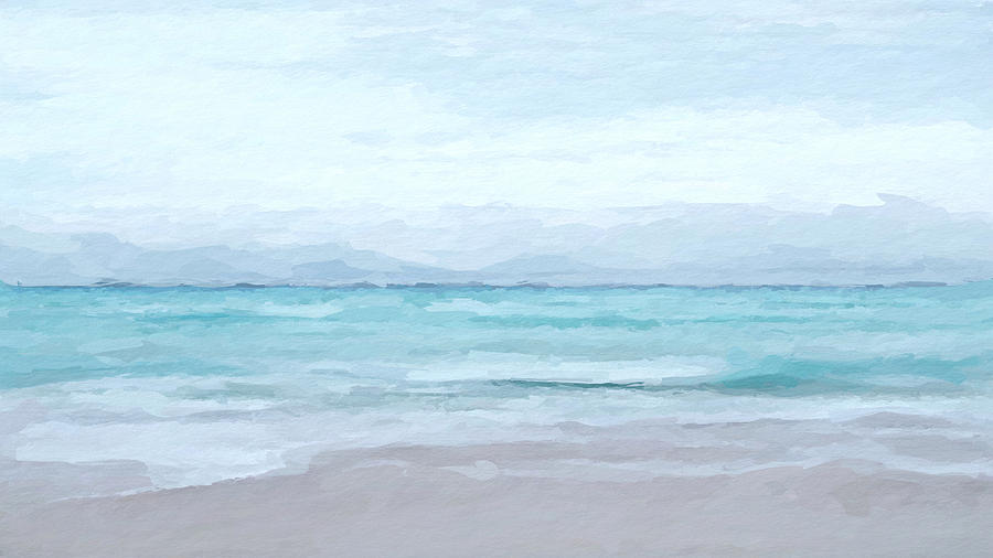 900x506 Ocean Beach Abstract Watercolor Mixed Media By Anthony Fishburne