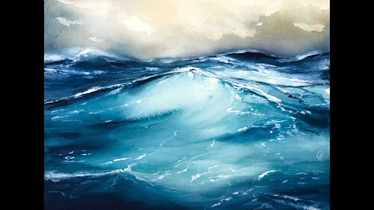 1280x720 Rough Ocean Water In Watercolors Painting Tutorial