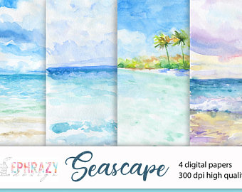 340x270 Beach Watercolor Etsy