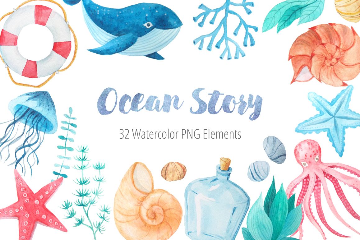 1158x772 Watercolor Marine Ocean Story