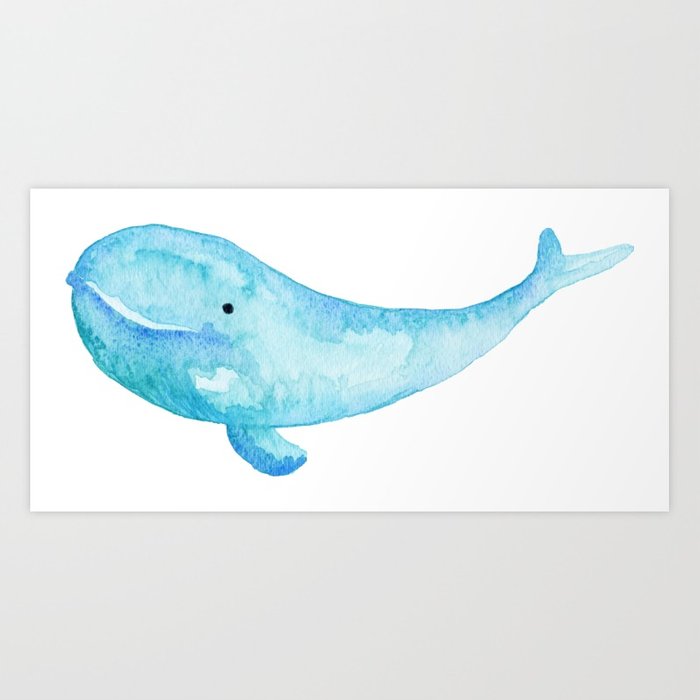 700x700 Cute Whale Watercolor Painting Ocean Life Saltwater Blue Whale Art
