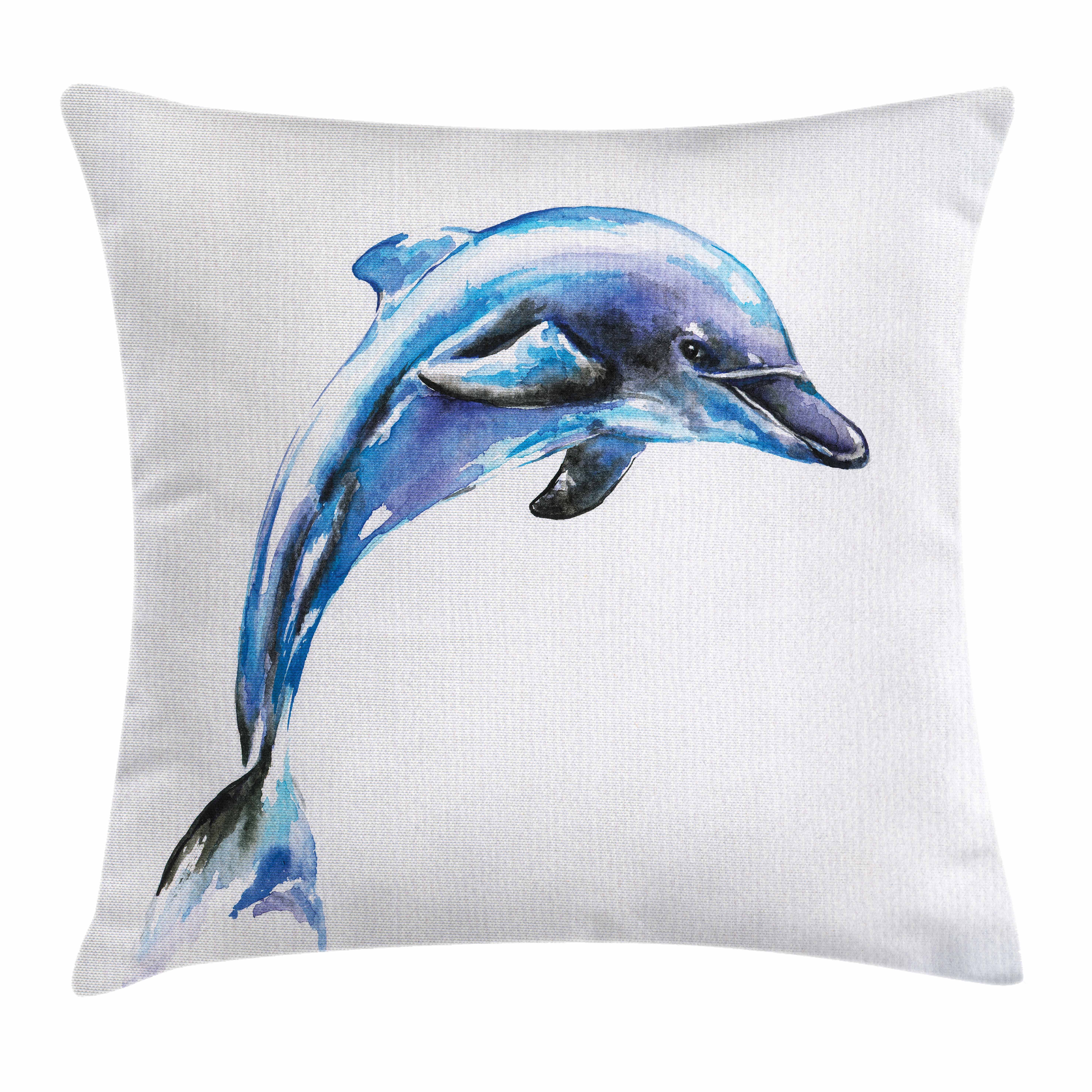 5906x5906 Dolphin Throw Pillow Cushion Cover, Watercolor Ocean Mammal Hand