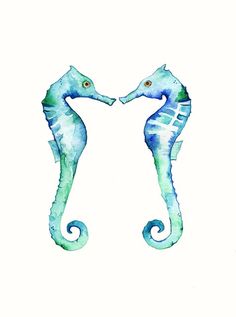 236x317 Wall Art, Beach Art, Seahorse Painting, Seahorse Love, Watercolor