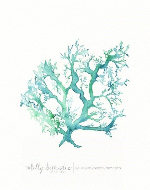 480x608 Coral Print, Beach Art, Coral Watercolor, Coral Art, Coral Print