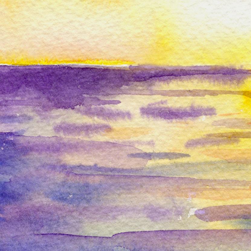 831x832 Watercolor Landscape Painting Abstract Sunset