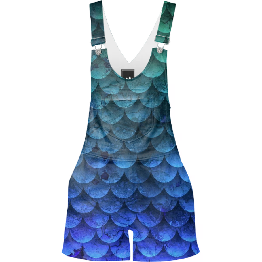 910x910 Shop Watercolor Ocean Waves Beach Mermaid Shorteralls Shorterall