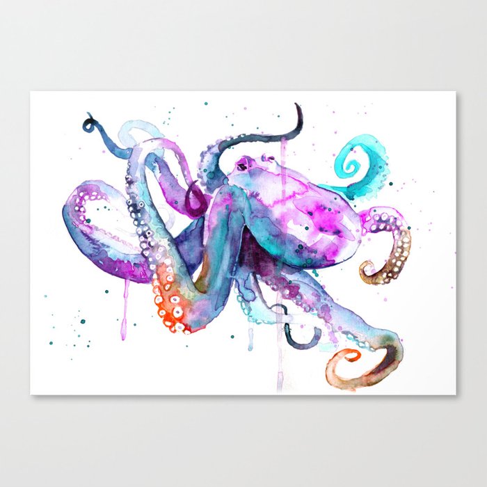 700x700 Octopus Watercolor Art Canvas Print By Fineartcenter Society6