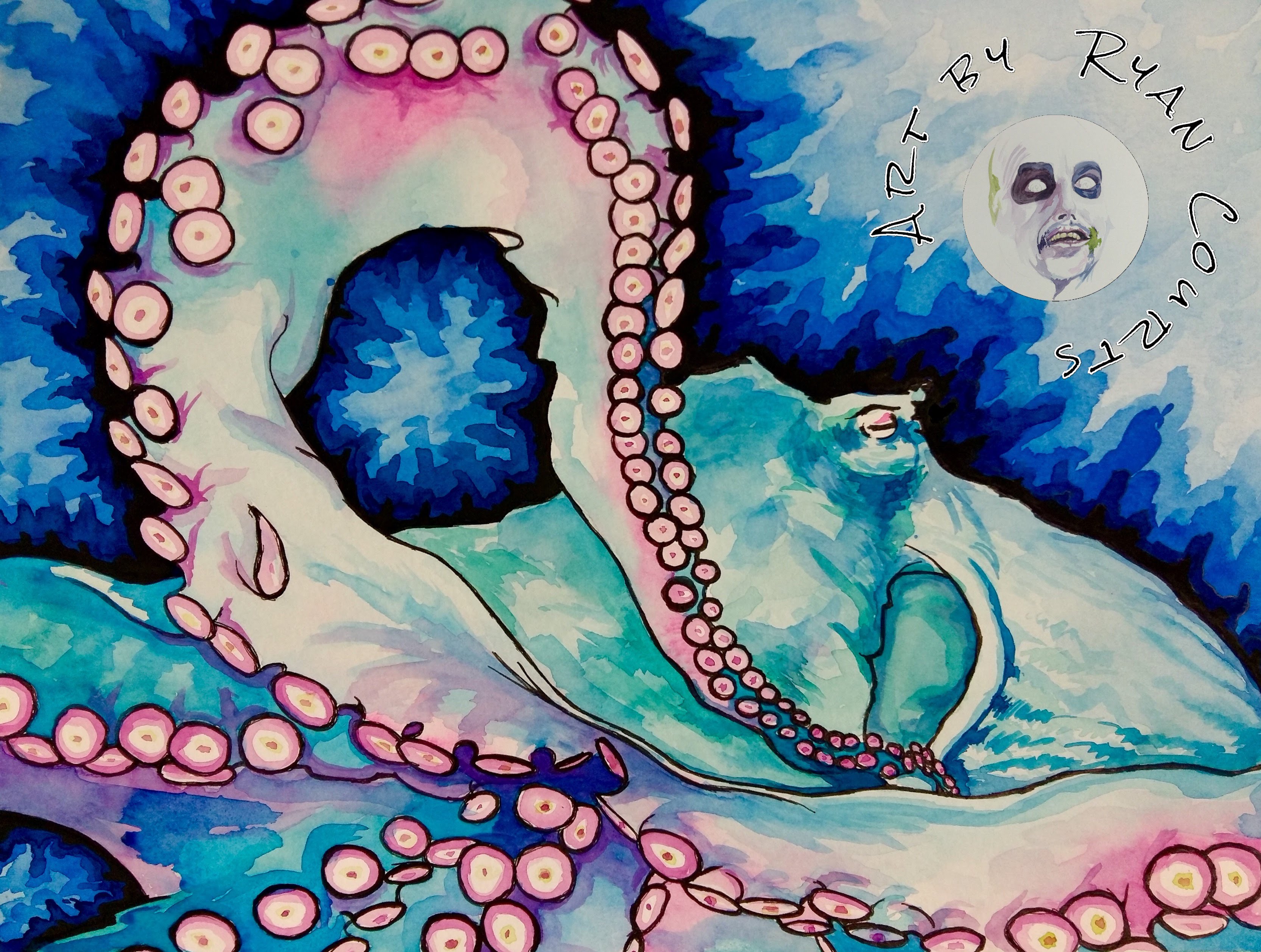 3332x2516 Speed Painting Watercolor Octopus