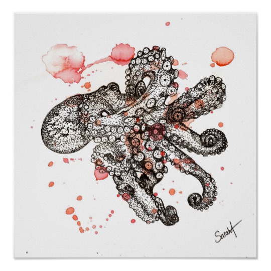 540x540 Watercolor Octopus Poster