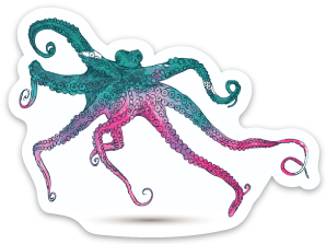 298x223 Watercolor Octopus Sticker