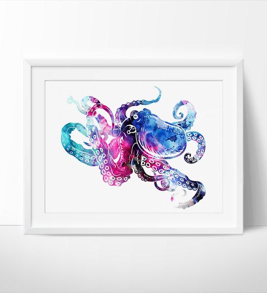 547x600 Octopus Art, Octopus Wall Art, Octopus Print, Octopus Painting
